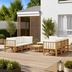 9-Piece Bamboo Garden Lounge Set - Compact and Functional