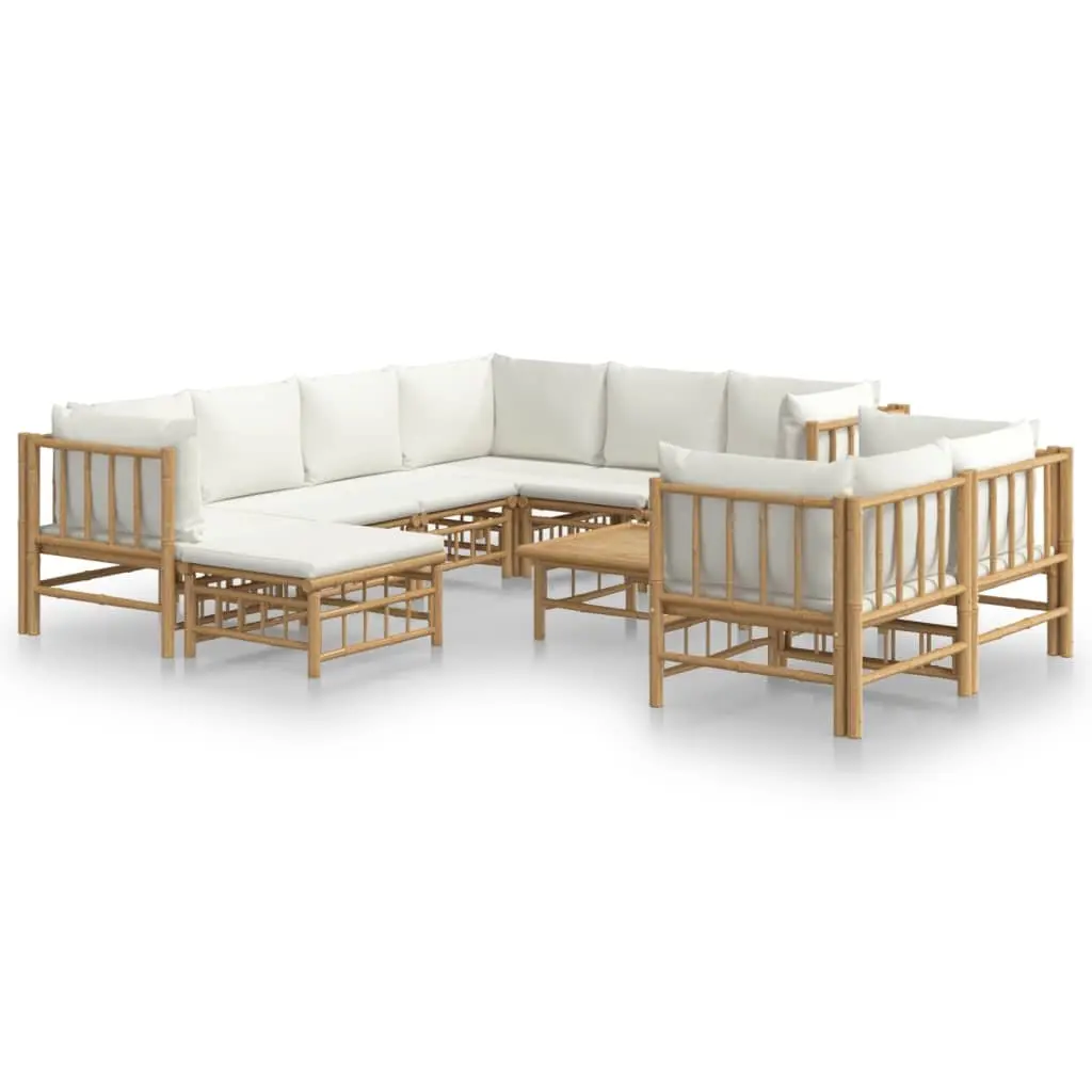 Garden Lounge Set 10 Pieces Bamboo Outdoor Furniture Sofa with Cushions