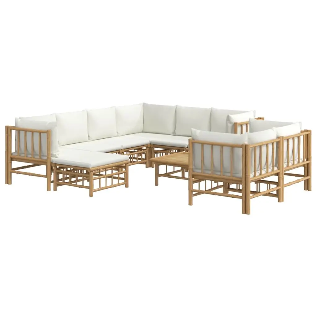 Garden Lounge Set 10 Pieces Bamboo Outdoor Furniture Sofa with Cushions