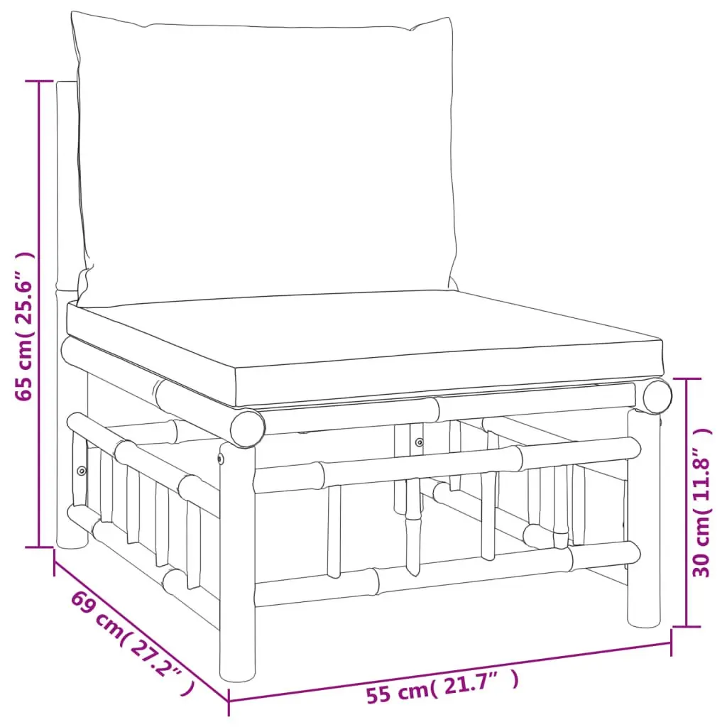 Garden Lounge Set 12 Piece Bamboo Outdoor Furniture with Cushions Brown