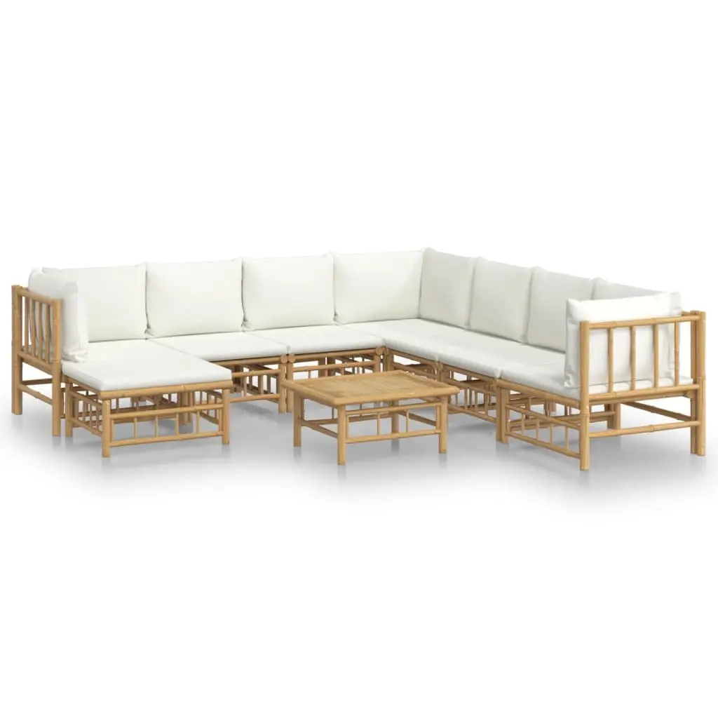 Bamboo Garden Lounge Set 9 Piece Outdoor Furniture Patio Sofa with Cushions