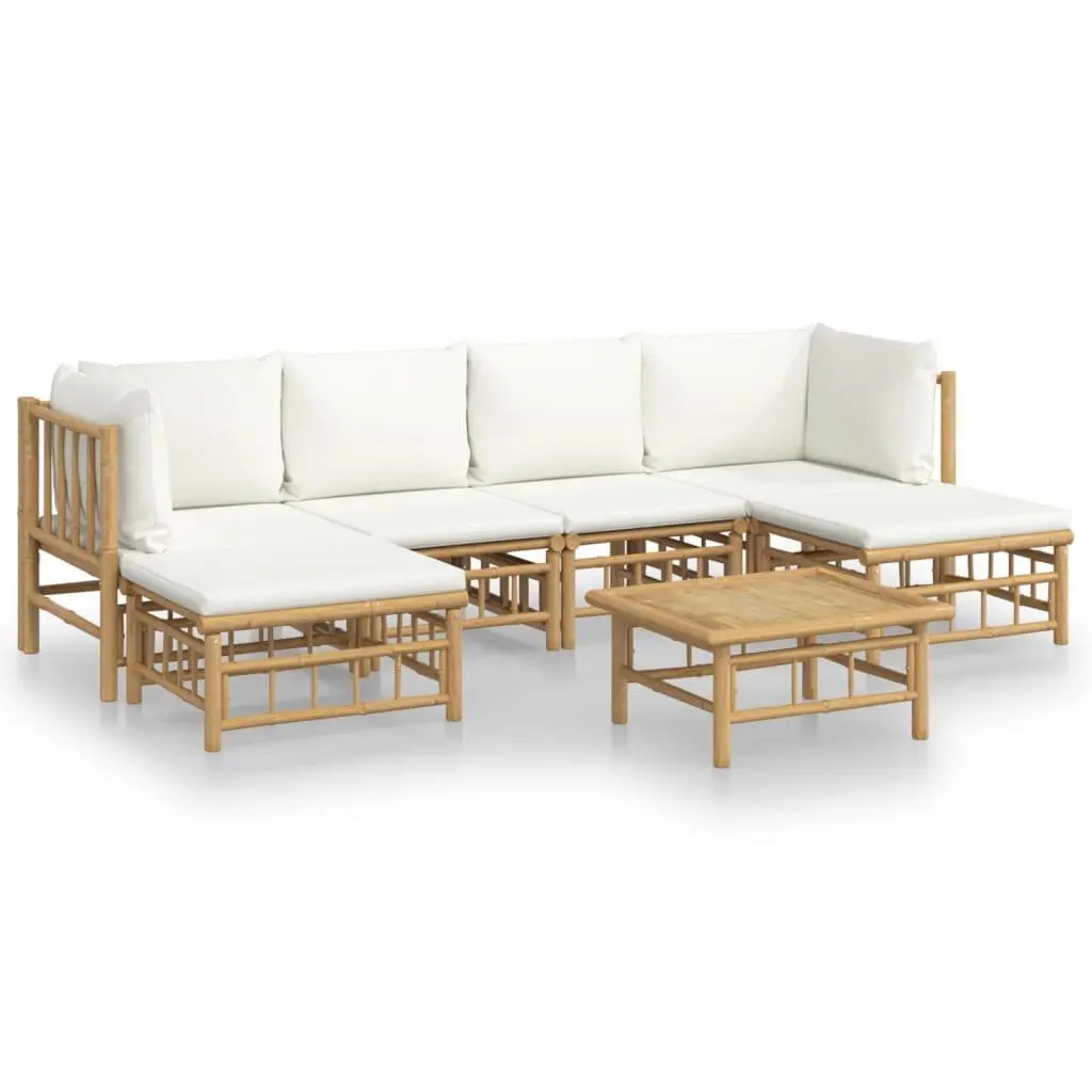 7 Piece Garden Lounge Set with Bamboo Frame and Cushions