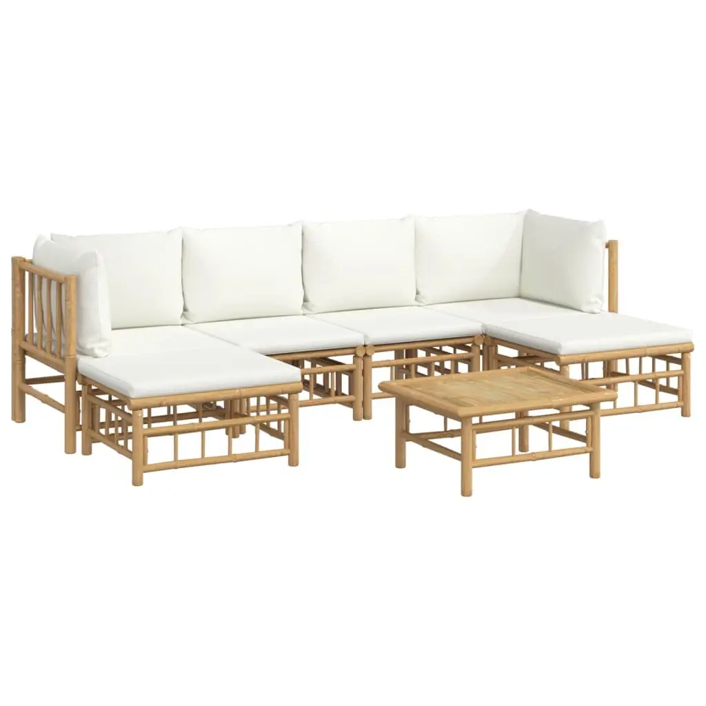 7 Piece Garden Lounge Set with Bamboo Frame and Cushions