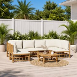 7 Piece Bamboo Lounge Set: A Compact Outdoor Solution