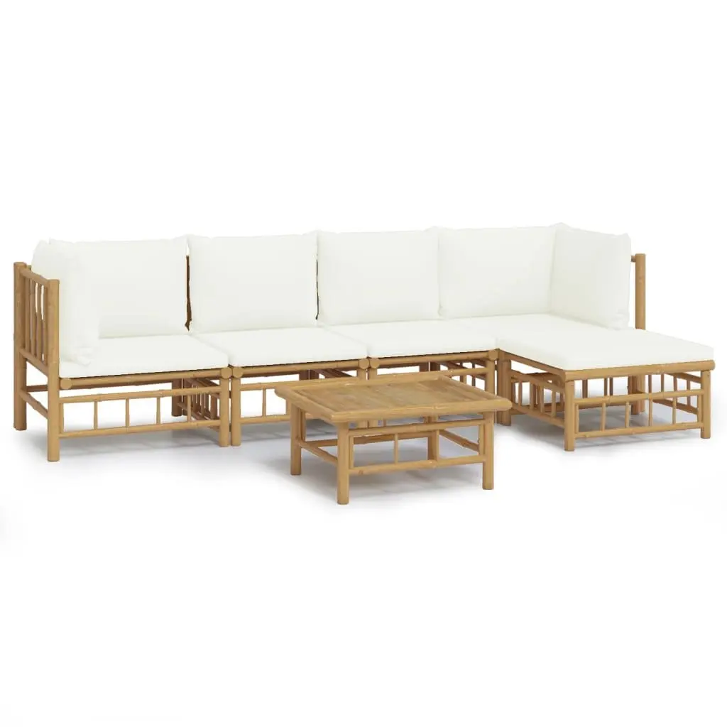 Garden Lounge Set 6 Piece Outdoor Furniture Bamboo Sectional with Cushions