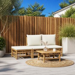 Concise 4-Piece Lounge Set with Bamboo Frame