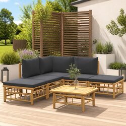 Compact 6-Piece Bamboo Lounge Set for Outdoor Spaces