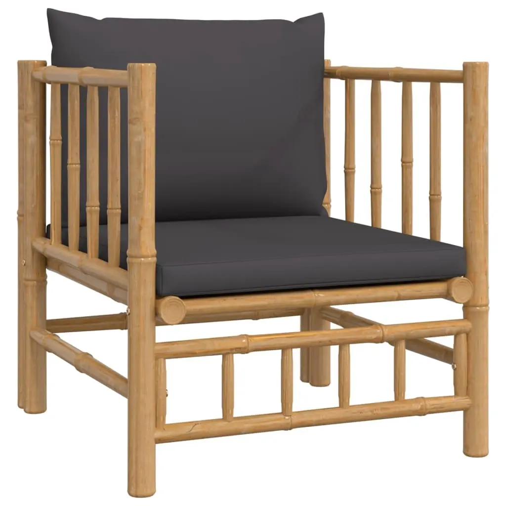 Bamboo Garden Lounge Set 6 Piece Outdoor Furniture with Cushions Brown