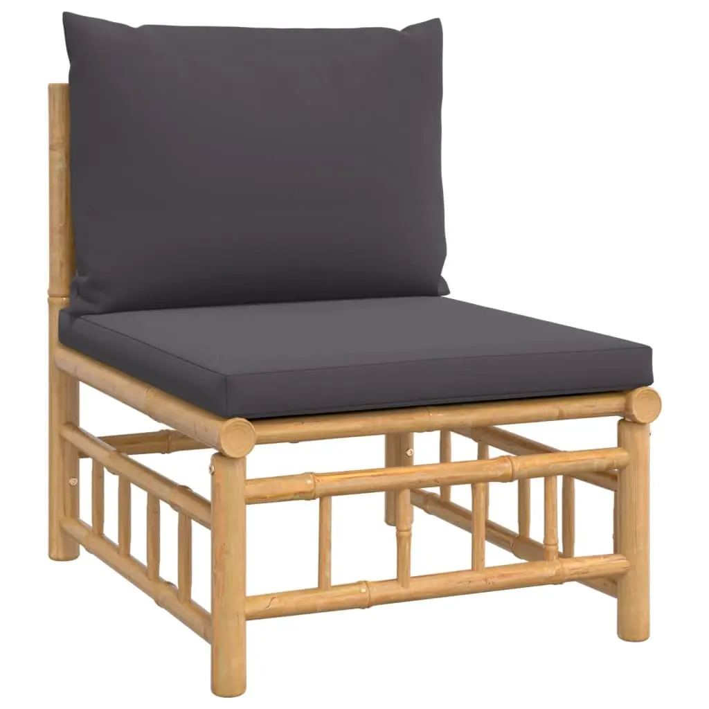 Bamboo Garden Lounge Set Brown 6 Piece Modular Outdoor Furniture with Cushions
