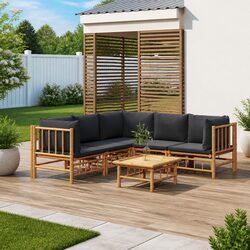 Concise 6-Piece Bamboo Lounge Set for Outdoor Spaces