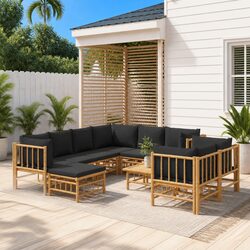 Compact 10-Piece Bamboo Lounge Set for the Outdoors
