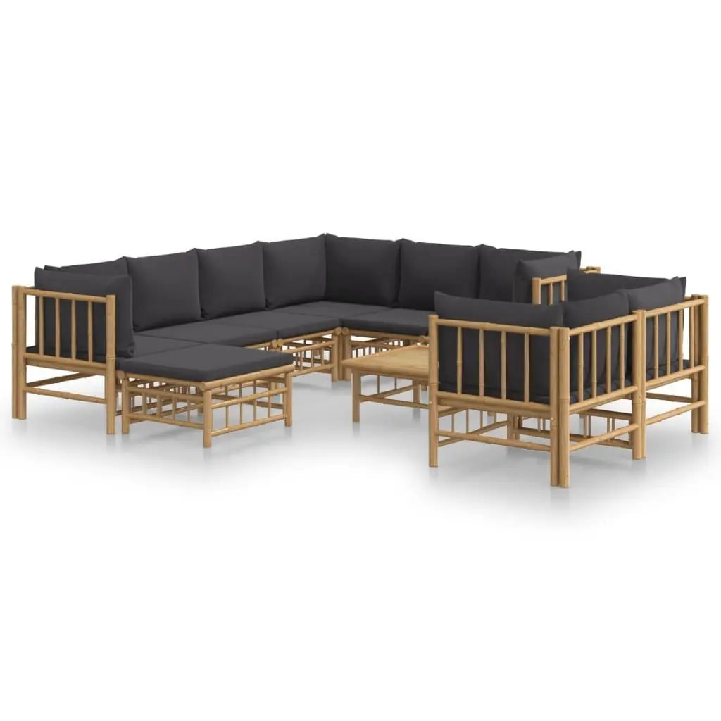 Garden Lounge Set 10 Piece Bamboo Outdoor Furniture Modular Patio Sofa Table