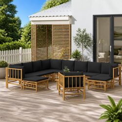 Concise Bamboo Garden Lounge Set - 12 Pieces for Any Patio