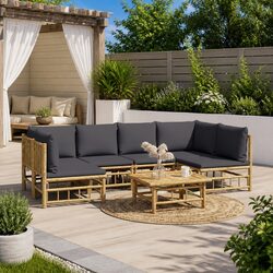 Compact 7 Piece Bamboo Lounge Set for Outdoor Comfort