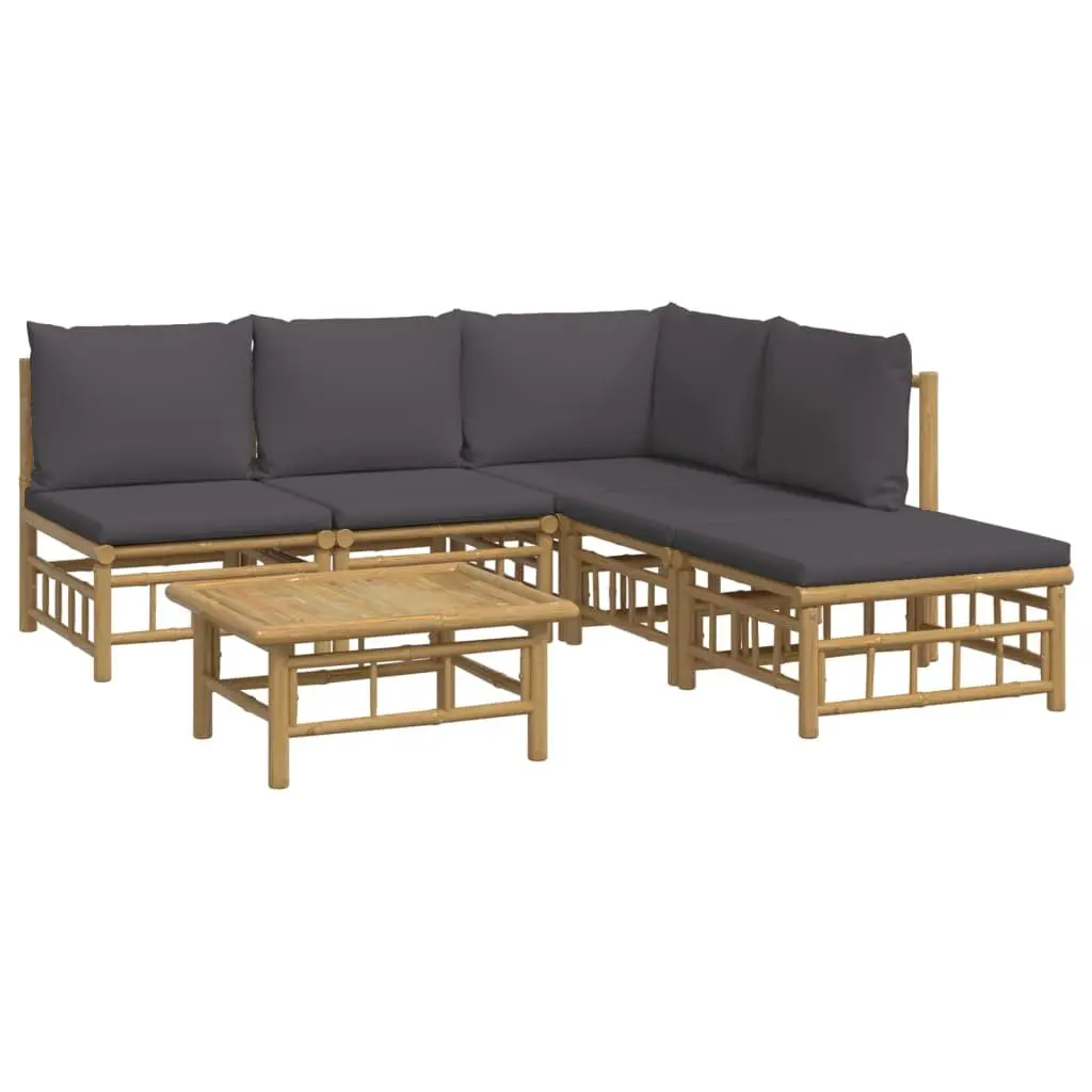 Garden Lounge Set 6 Piece Bamboo Outdoor Furniture with Cushions Modular