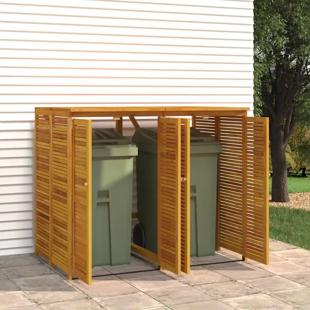 Double Garbage Bin Shed 140x89x117 cm Brown Solid Wood Waste Container Enclosure