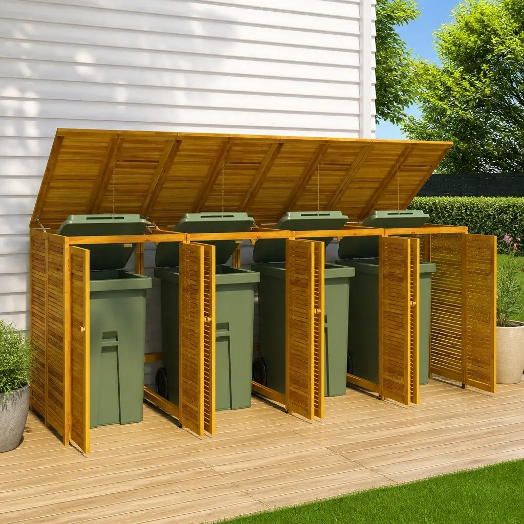 Quadruple Garbage Bin Shed 280x89x117 cm