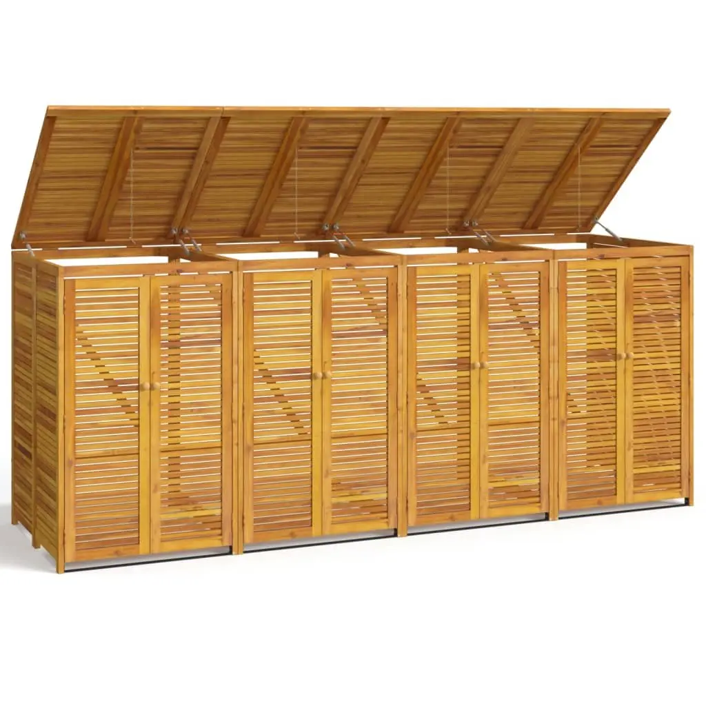 Quadruple Garbage Bin Shed Brown 280x89x117 cm Solid Wood Waste Container Enclosure