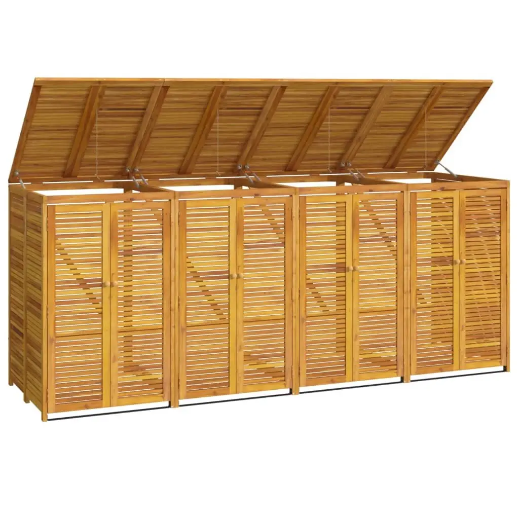 Quadruple Garbage Bin Shed Brown 280x89x117 cm Solid Wood Waste Container Enclosure