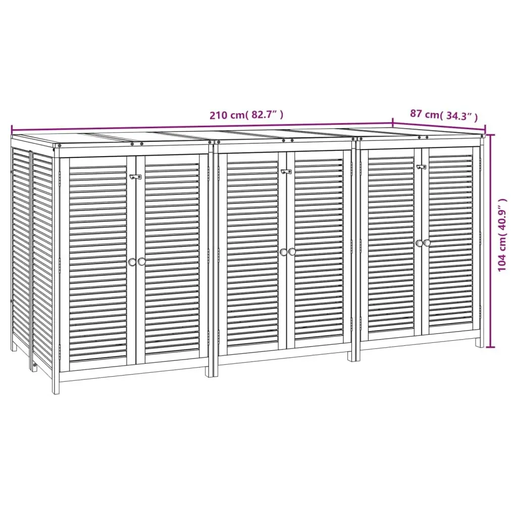 Garden Storage Box 210x87x104cm Solid Acacia Wood Outdoor Deck Patio Furniture