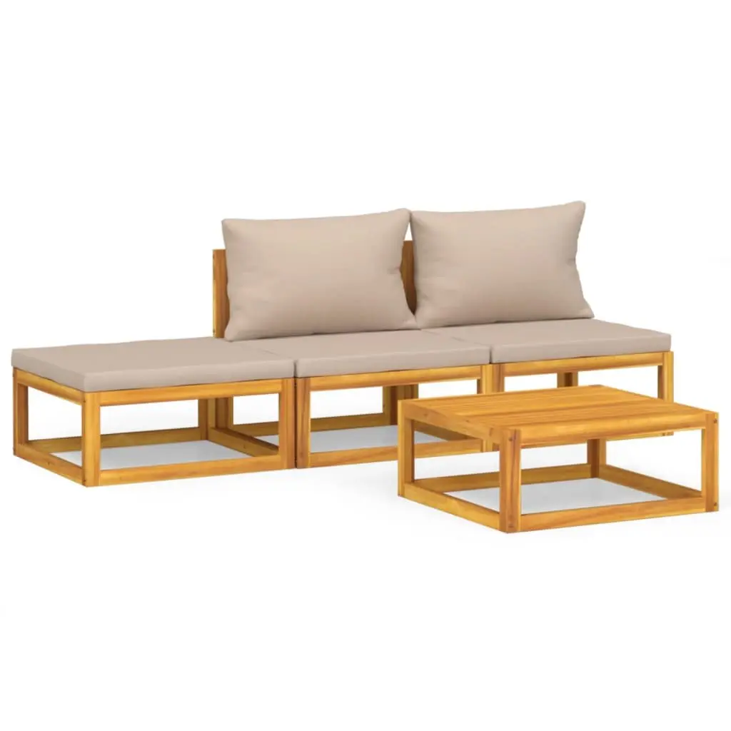 Garden Lounge Set 4 Piece Outdoor Furniture Wooden Sofa with Cushions Table