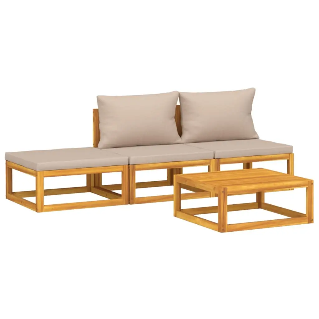 Garden Lounge Set 4 Piece Outdoor Furniture Wooden Sofa with Cushions Table