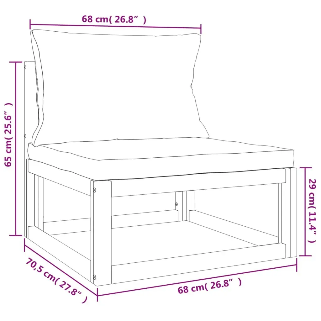Garden Lounge Set 4 Piece Outdoor Furniture Wooden Sofa with Cushions Table