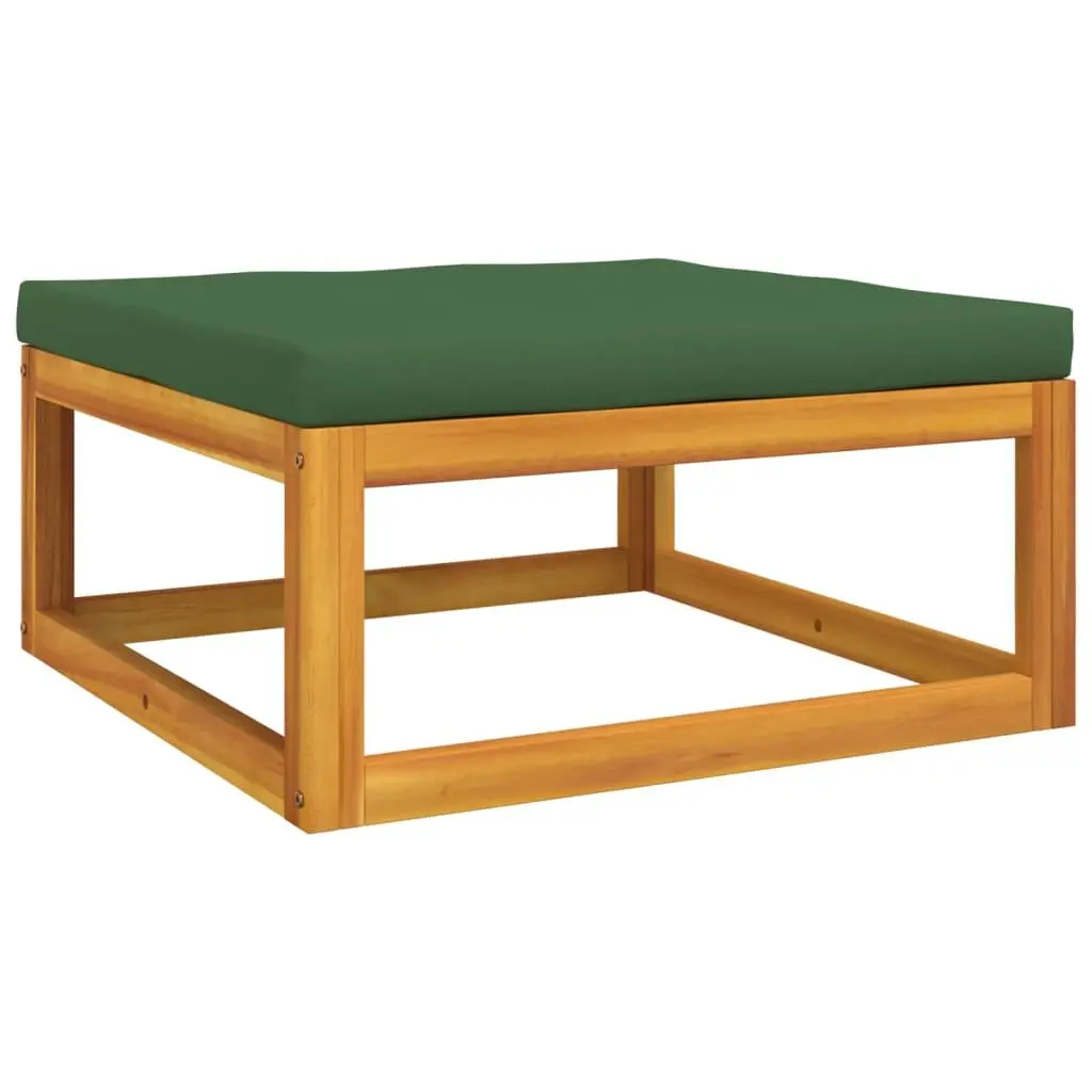 4 Piece Garden Lounge Set Brown Solid Wood with Green Cushions