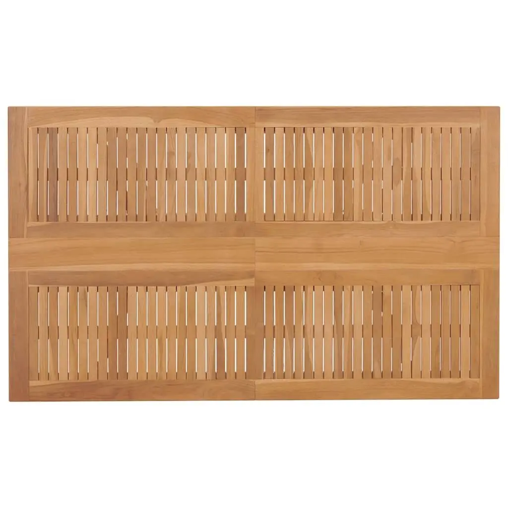 Outdoor Dining Set Brown 7 Piece Teak Wood Rectangular Table and Chairs