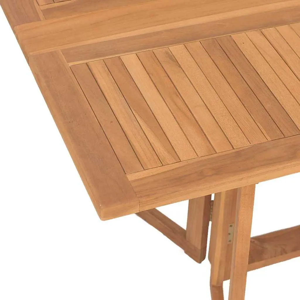 Outdoor Dining Set Brown 7 Piece Teak Wood Rectangular Table and Chairs