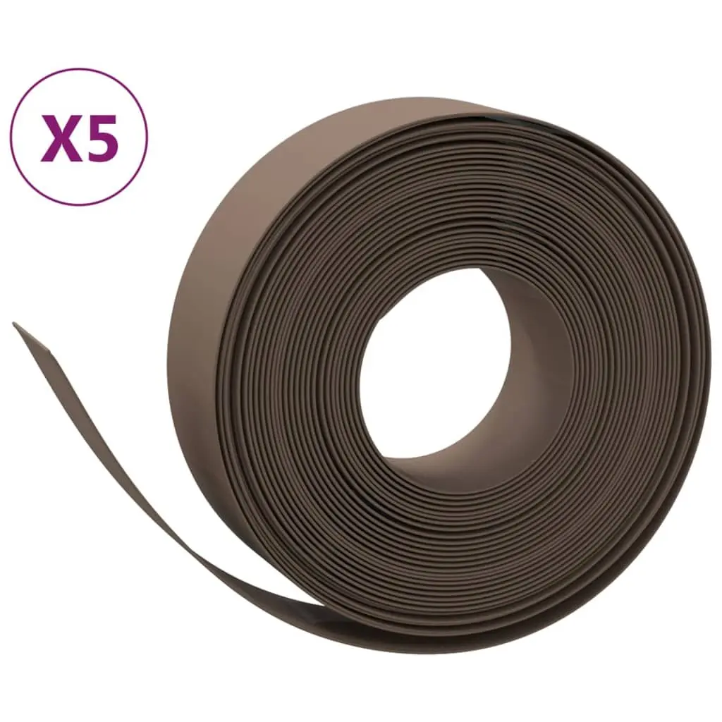 Garden Edging Border 5 Pieces Brown 10m Flexible Lawn Edge Outdoor Flower Bed