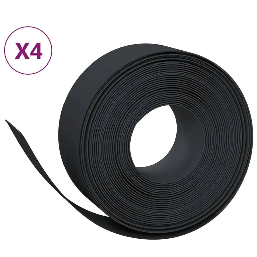 Garden Edging Border 4 Pieces Black 10m Flexible Lawn Edge Flower Bed Path Trim