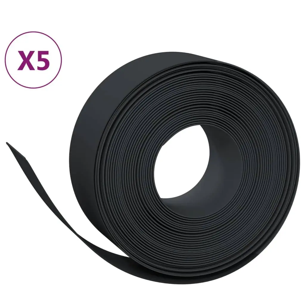 Garden Edging Borders Black Flexible 10m Durable Polyethylene 5 Piece Set
