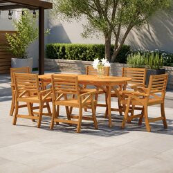 7 Piece Garden Dining Set Solid Wood Acacia Brown Outdoor Furniture Patio