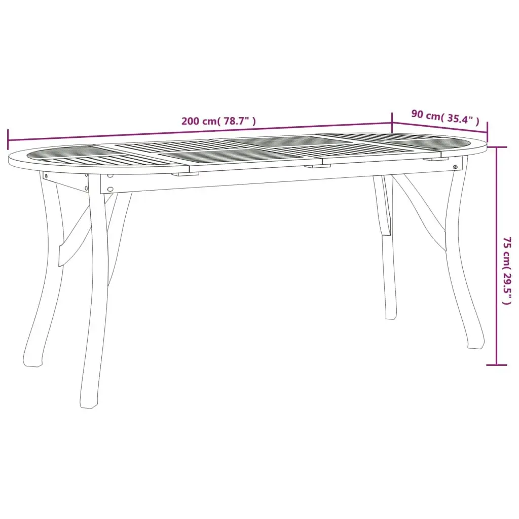 7 Piece Garden Dining Set Brown Solid Acacia Wood Outdoor Furniture