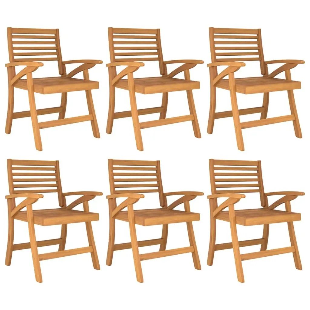 7 Piece Garden Dining Set Brown Solid Acacia Wood Outdoor Patio Furniture