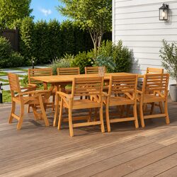 9-Piece Garden Dining Set with Solid Acacia Wood