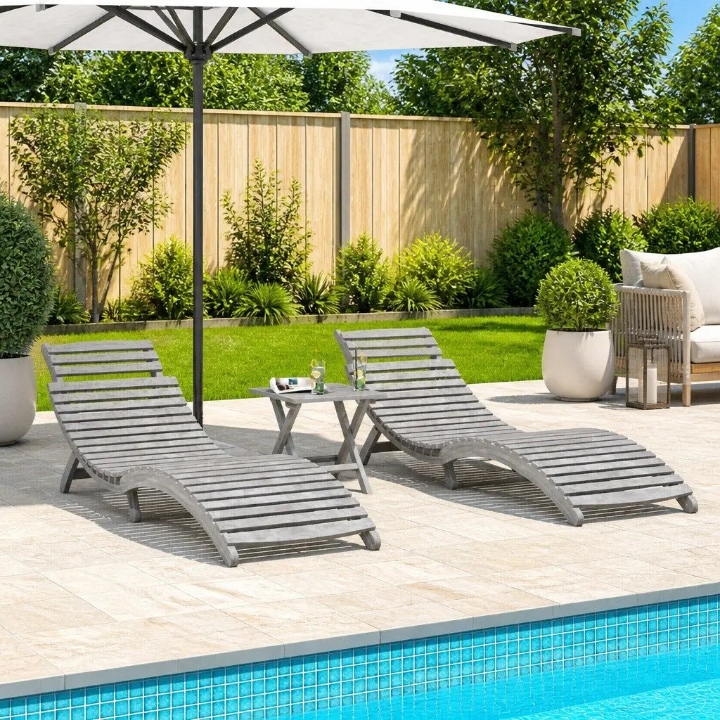 Sun Loungers Set with Matching Side Table