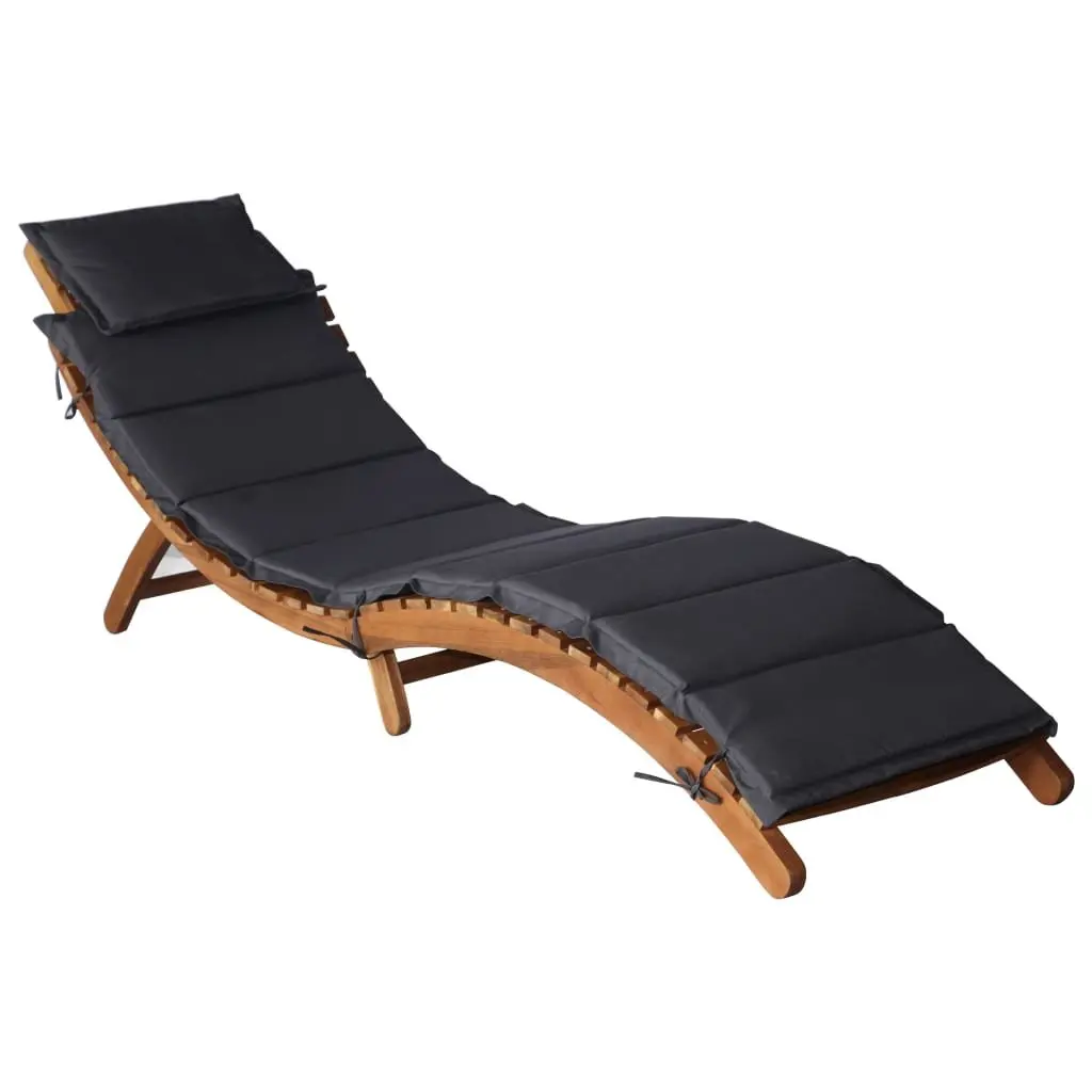 Sun Loungers Grey 2 Piece Foldable Wooden Garden Patio Outdoor