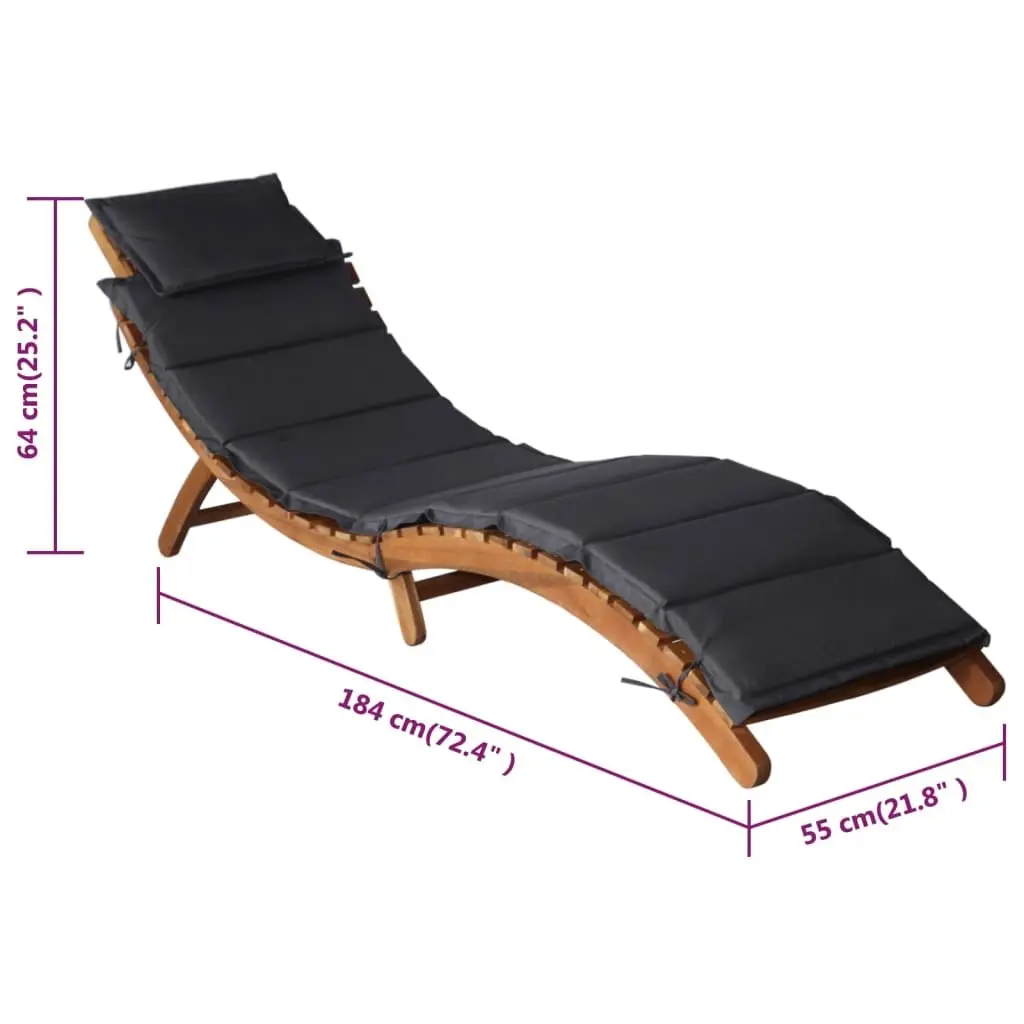 Sun Loungers Grey 2 Piece Foldable Wooden Garden Patio Outdoor