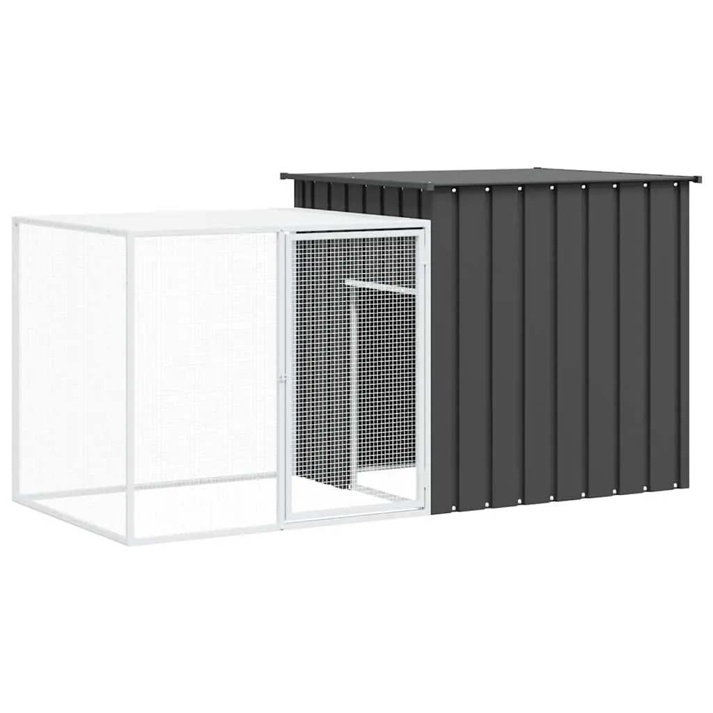 Rabbit Cage Hutch Anthracite 200x91x100cm Galvanised Steel Mesh Outdoor
