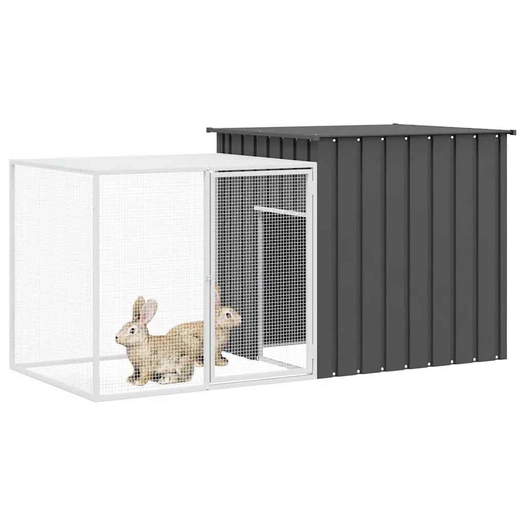 Rabbit Cage Hutch Anthracite 200x91x100cm Galvanised Steel Mesh Outdoor