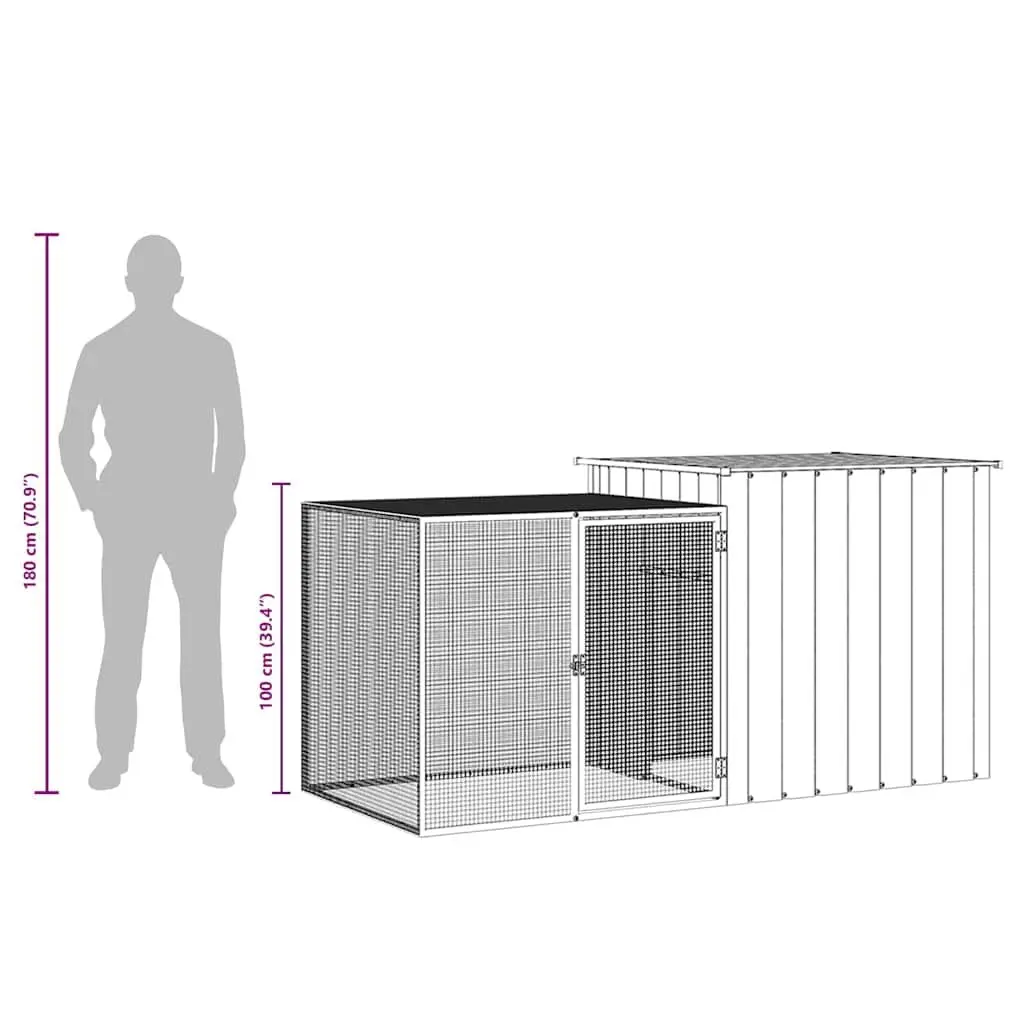 Rabbit Cage Hutch Anthracite 200x91x100cm Galvanised Steel Mesh Outdoor
