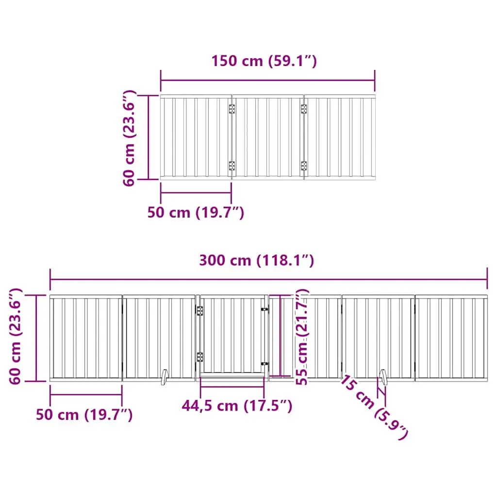 Dog Gate Black 9 Panels Foldable with Door and Locks Poplar Wood Pet Barrier