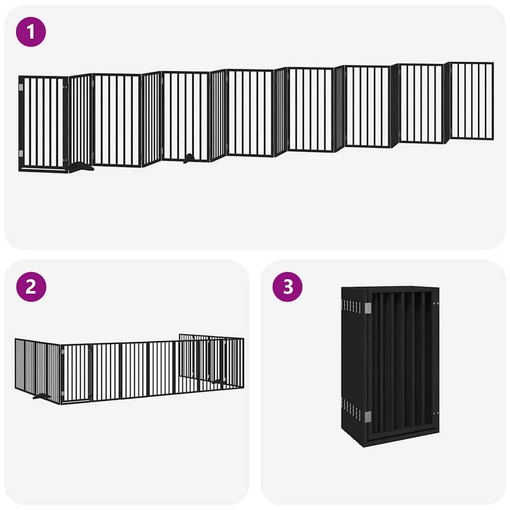 15-Panel Dog Gate with Door Lock and Stability