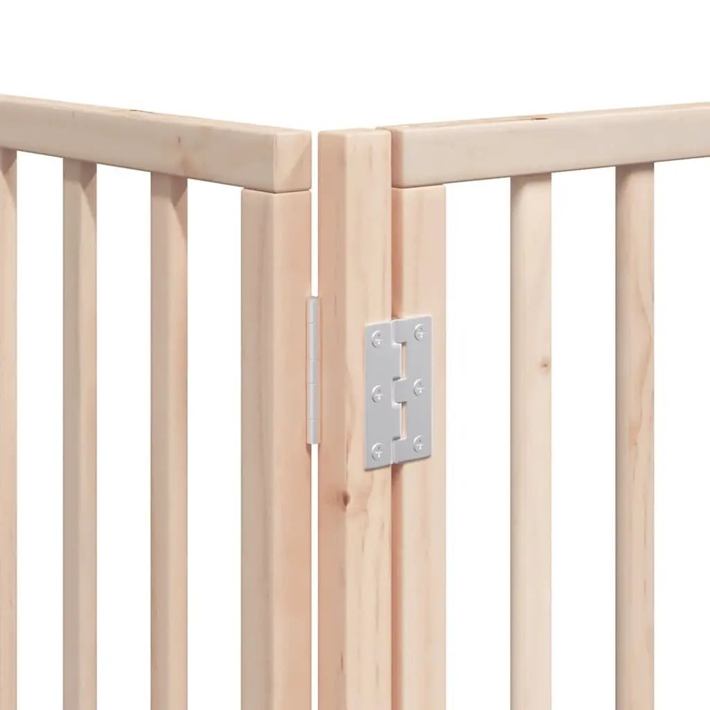 Dog Gate Brown 6 Panel Foldable Poplar Wood Pet Safety Barrier Door Enclosure