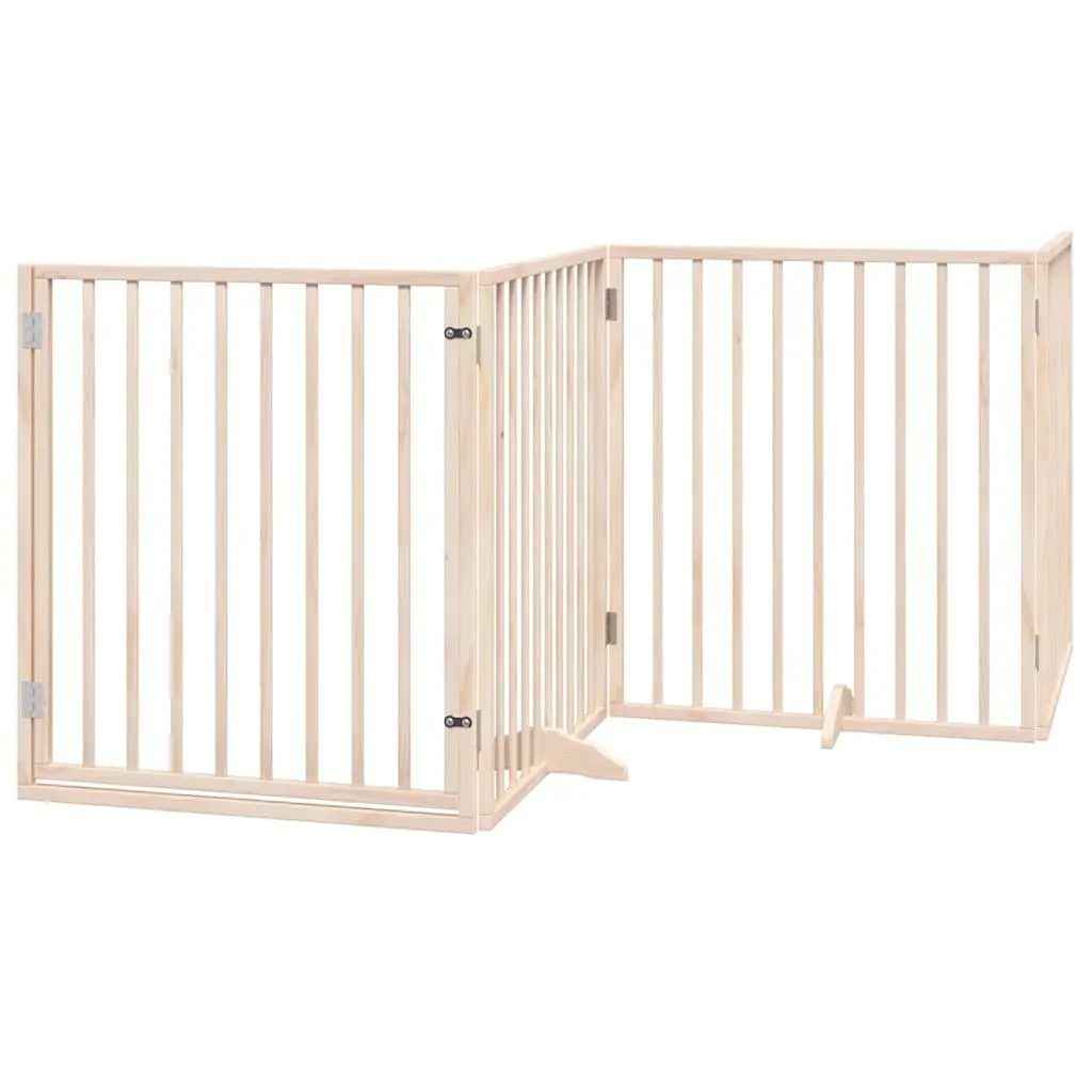 Dog Gate Brown 8 Panels 640 cm Foldable Poplar Wood with Door