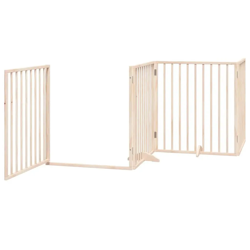 Dog Gate Brown 8 Panels 640 cm Foldable Poplar Wood with Door