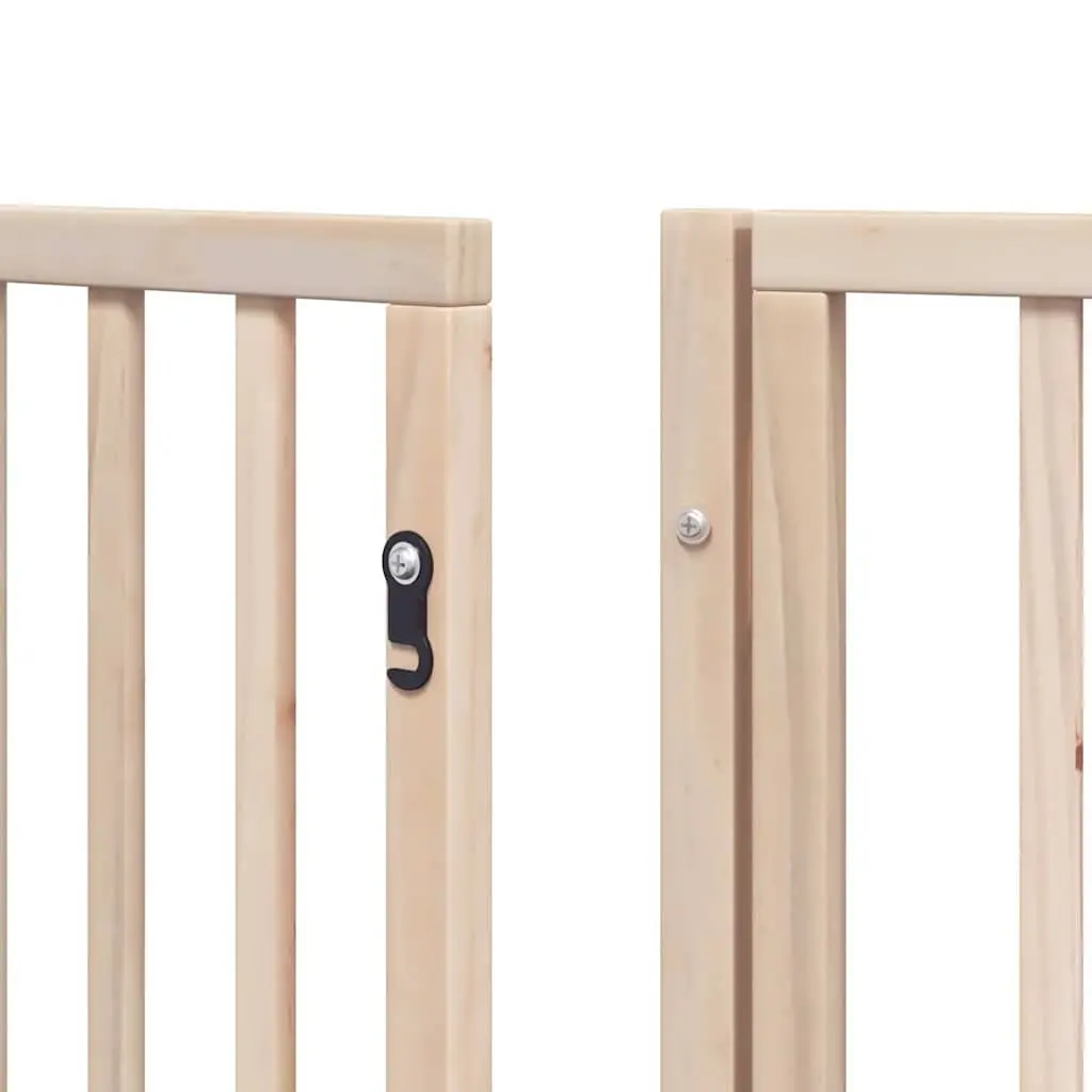 Dog Gate Brown 8 Panels 640 cm Foldable Poplar Wood with Door