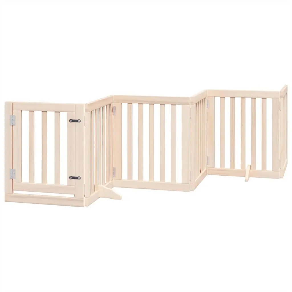 Dog Gate Foldable 12 Panels 600cm Poplar Wood Pet Barrier Door Brown